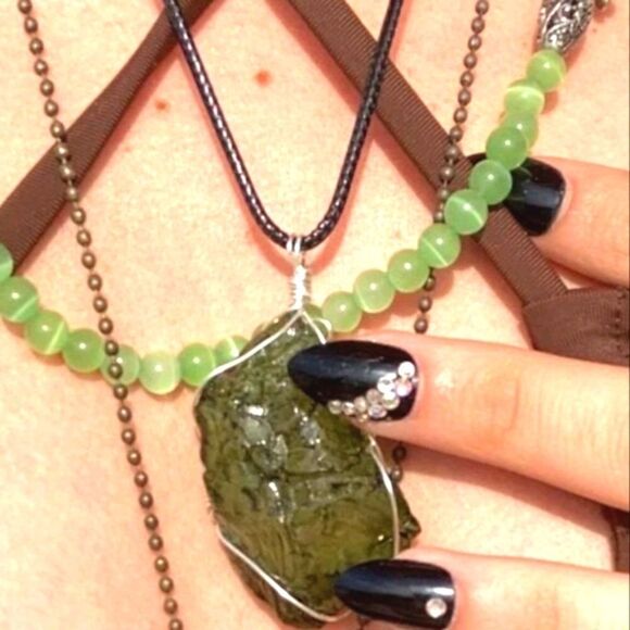 Hand CRAFTED Pyrite Chakra Vibrations stone necklace - Picture 3 of 10